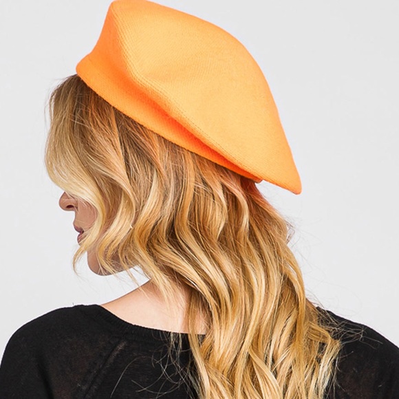 Neon Stretchy Solid French Beret Hat - Picture 10 of 13